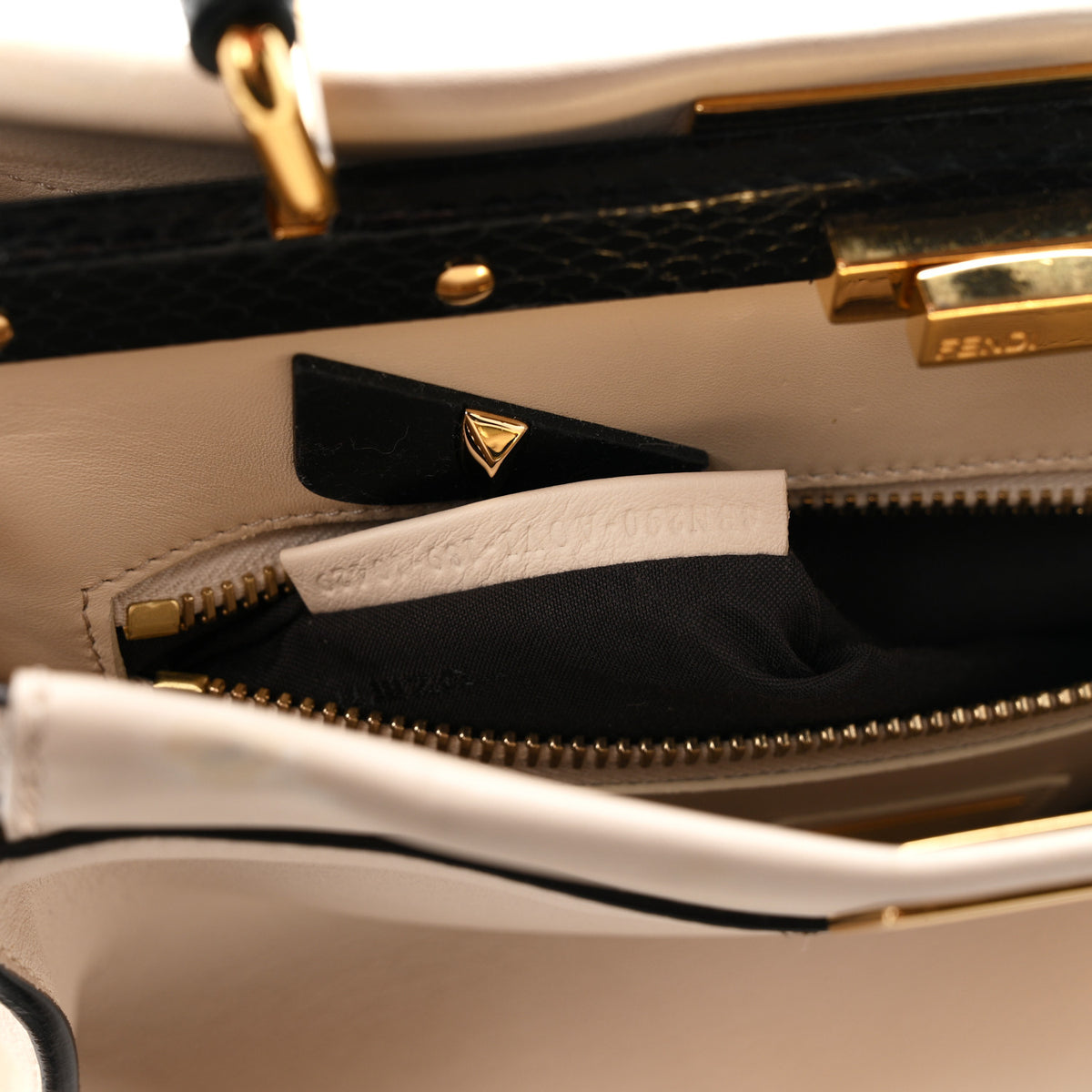 Vitello Seta Snakeskin Monster Eyes Medium Peekaboo Iconic Satchel  Amido Sand Black