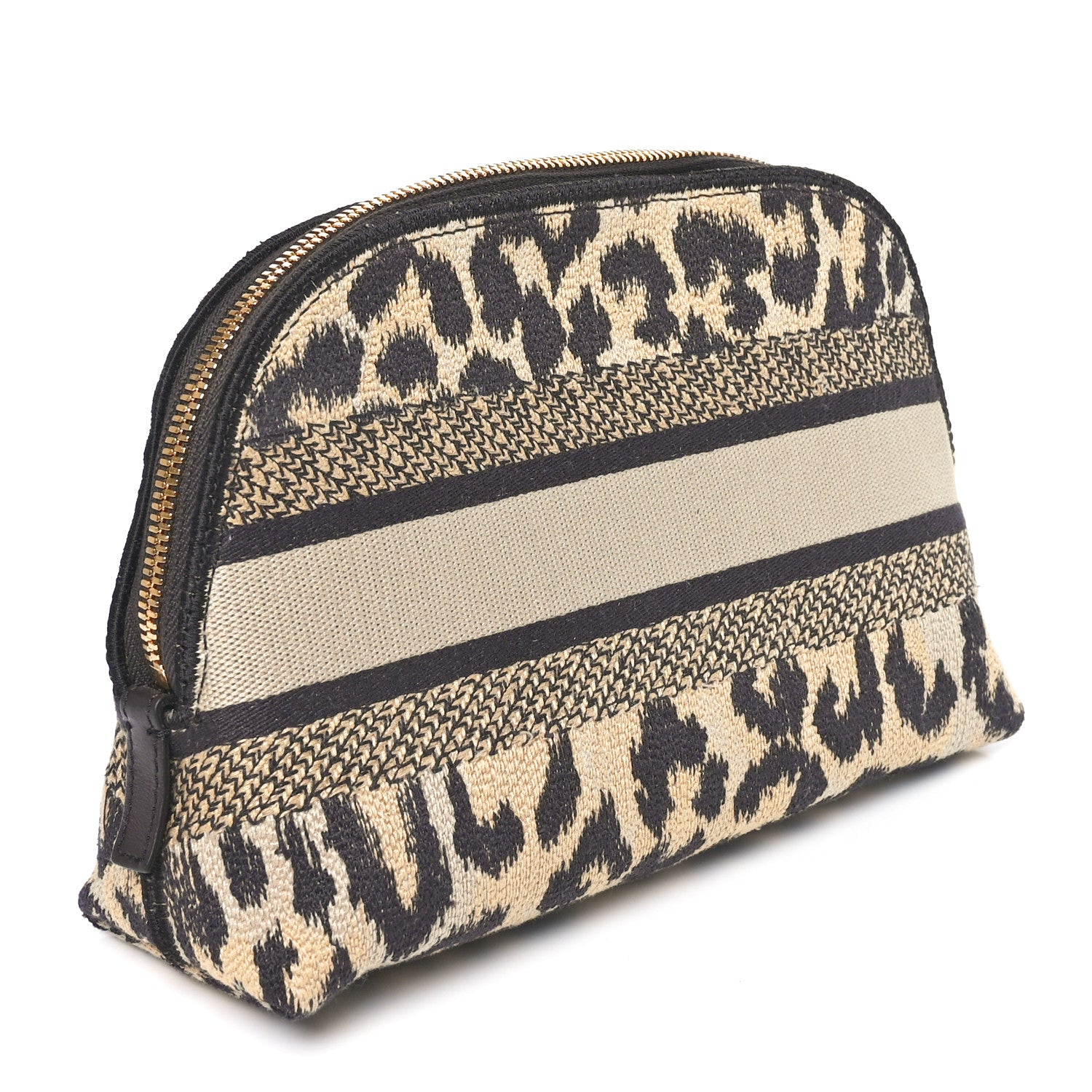 Christian Dior Canvas Leopard Print Cosmetic Pouch Beige 3 of 10