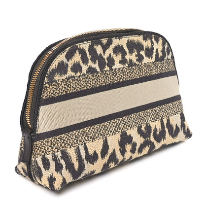 Christian Dior Canvas Leopard Print Cosmetic Pouch Beige 3 of 10