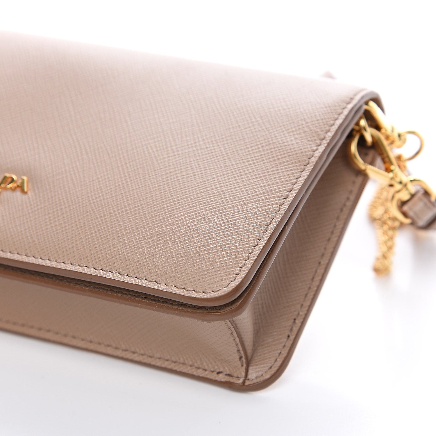 Prada Saffiano Metal Oro Mini Crossbody Bag Cammeo 7 of 8