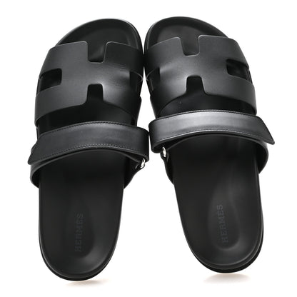 Hermes Calfskin Womens Chypre Sandals 40.5 Black 2 of 9