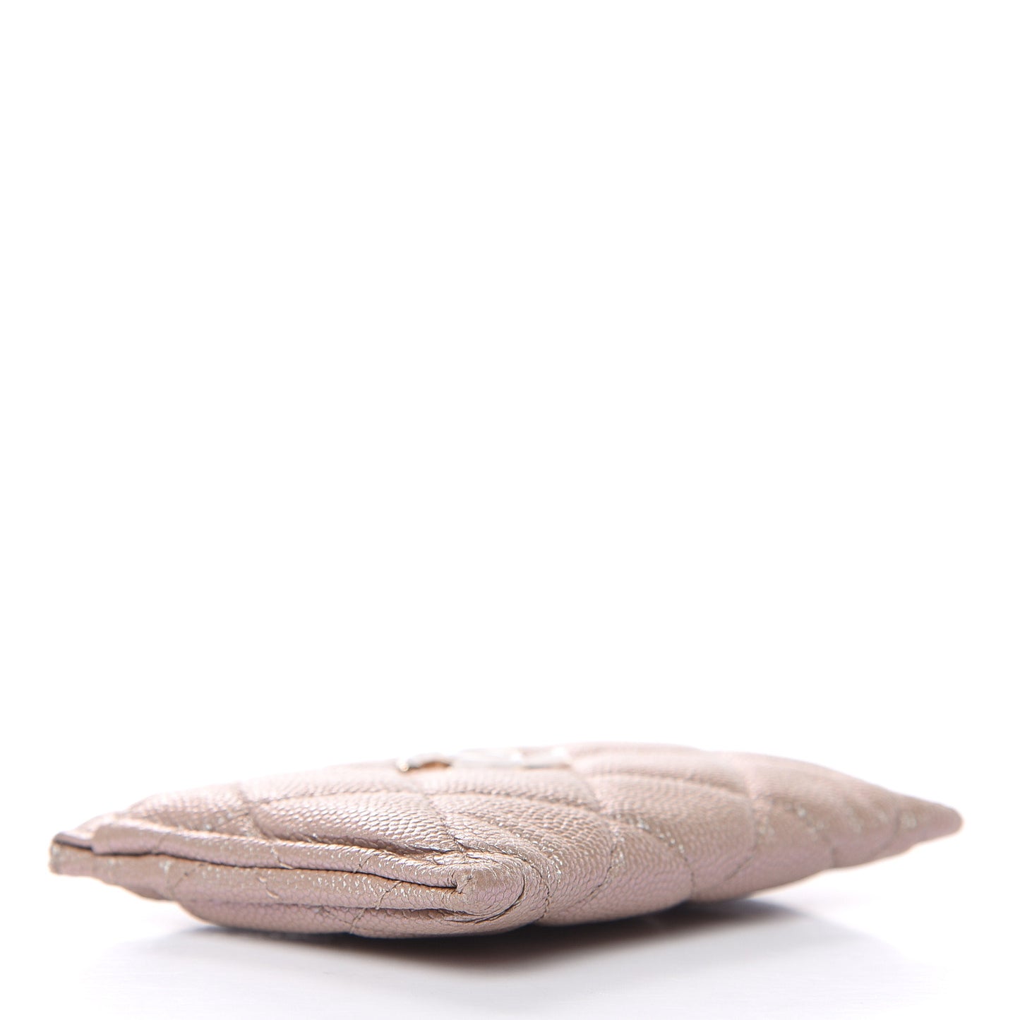 Iridescent Caviar Quilted Card Holder Beige