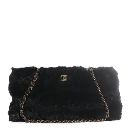 Chanel Rabbit Fur Shoulder Bag Black 1 of 9
