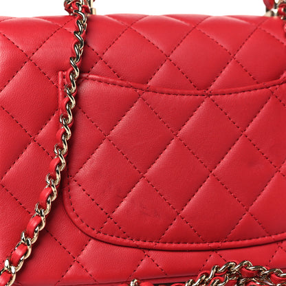 Chanel Lambskin Quilted Mini Top Handle Rectangular Flap Red 10 of 11
