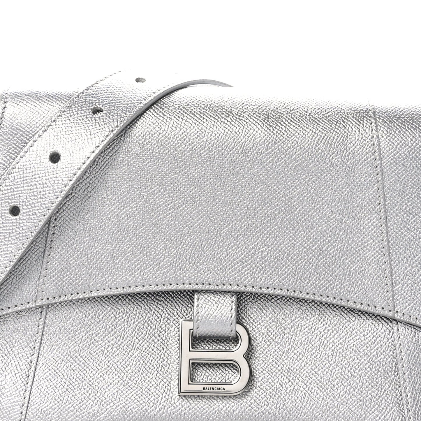 Metallic Soft Textured Calfskin Small Downtown Shoulder Bag Silver