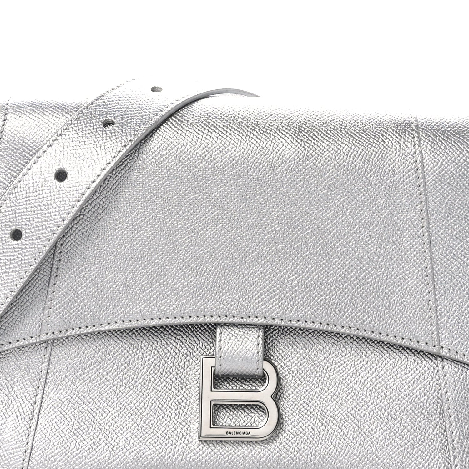 Balenciaga Metallic Soft Textured Calfskin Small Downtown Shoulder Bag Silver 8 of 10