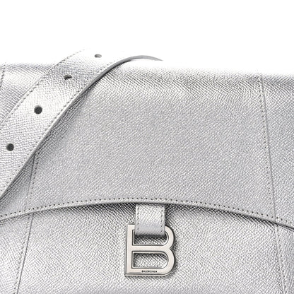 Balenciaga Metallic Soft Textured Calfskin Small Downtown Shoulder Bag Silver 8 of 10