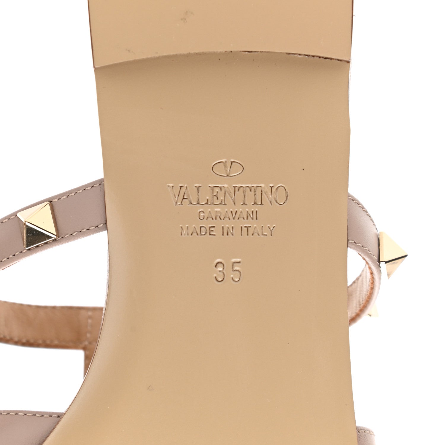 Valentino Garavani Nappa Rockstud Caged Flat Slide Sandals 35 Poudre 6 of 8
