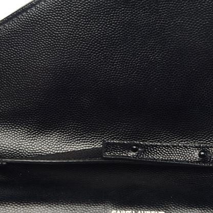 Saint Laurent Grain De Poudre Matelasse Chevron Monogram Chain Wallet Black 10 of 16