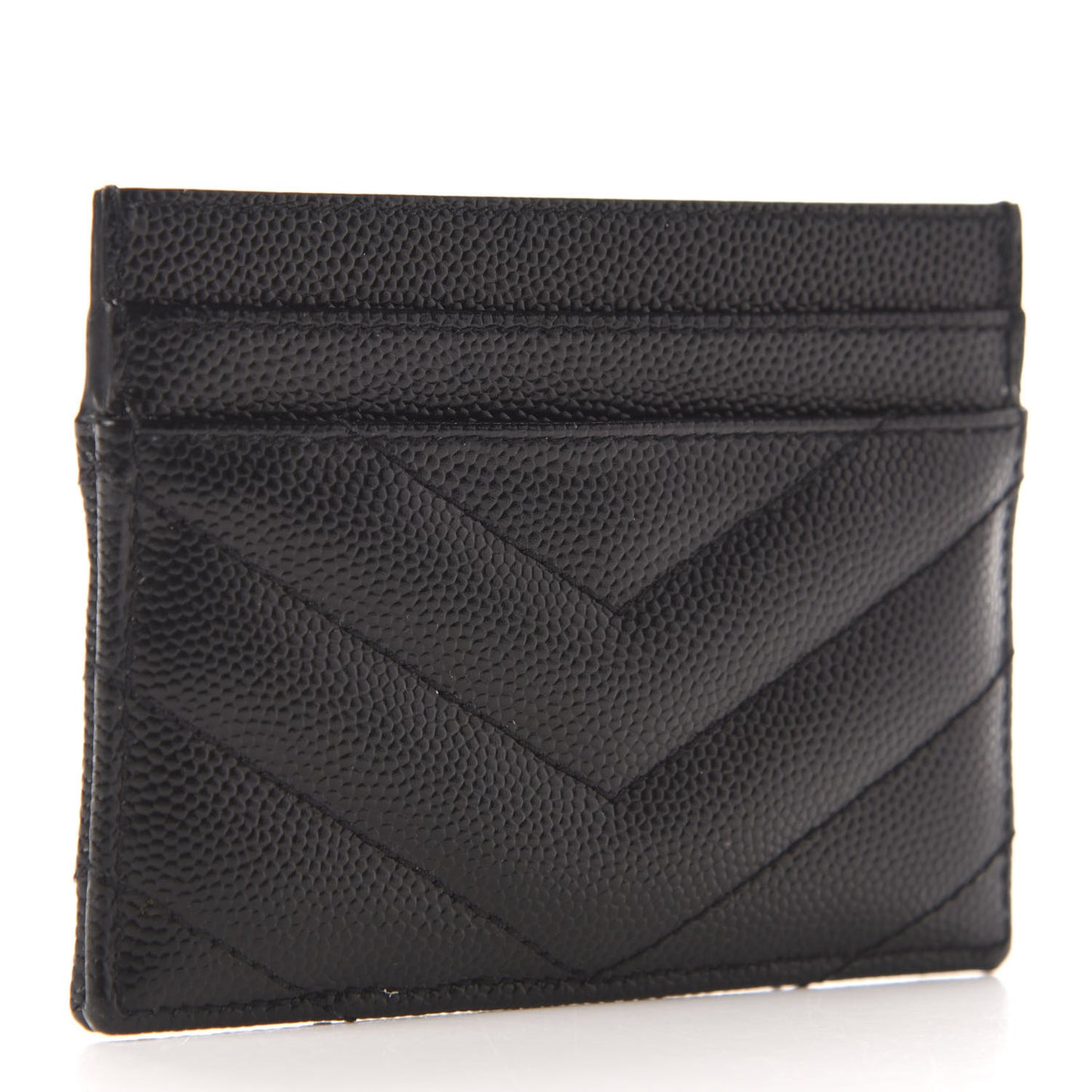 Grain De Poudre Matelasse Chevron Monogram Credit Card Case Black