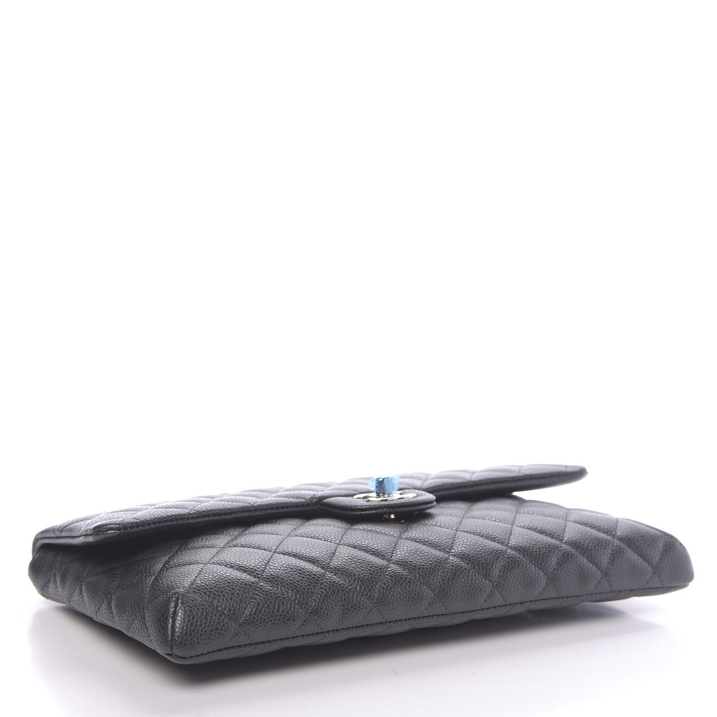 Caviar Quilted Flap Clutch Dark Grey