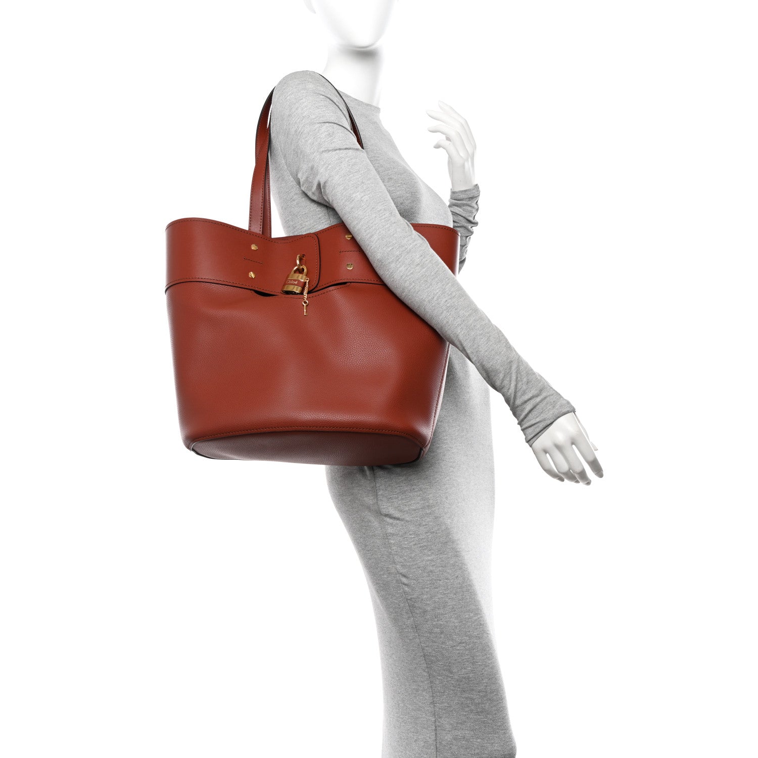 Chloe Smooth Grained Calfskin Medium Aby Tote Sepia Brown 2 of 10