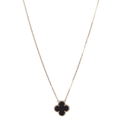 Van Cleef & Arpels 18K Yellow Gold Black Onyx Vintage Alhambra Pendant Necklace 1 of 7