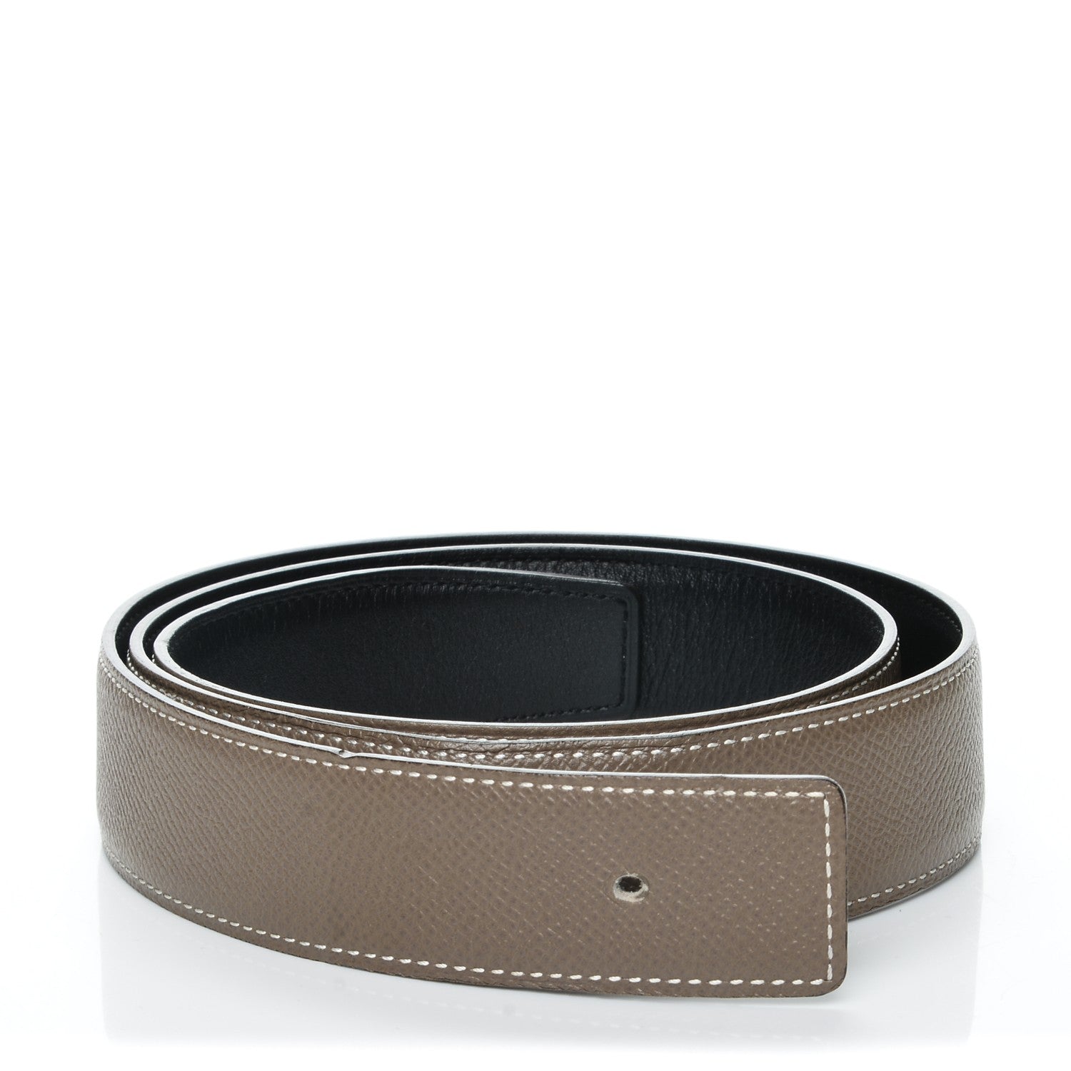 Hermes Swift Epsom 32mm Belt Strap 85 Black Etoupe 1 of 5