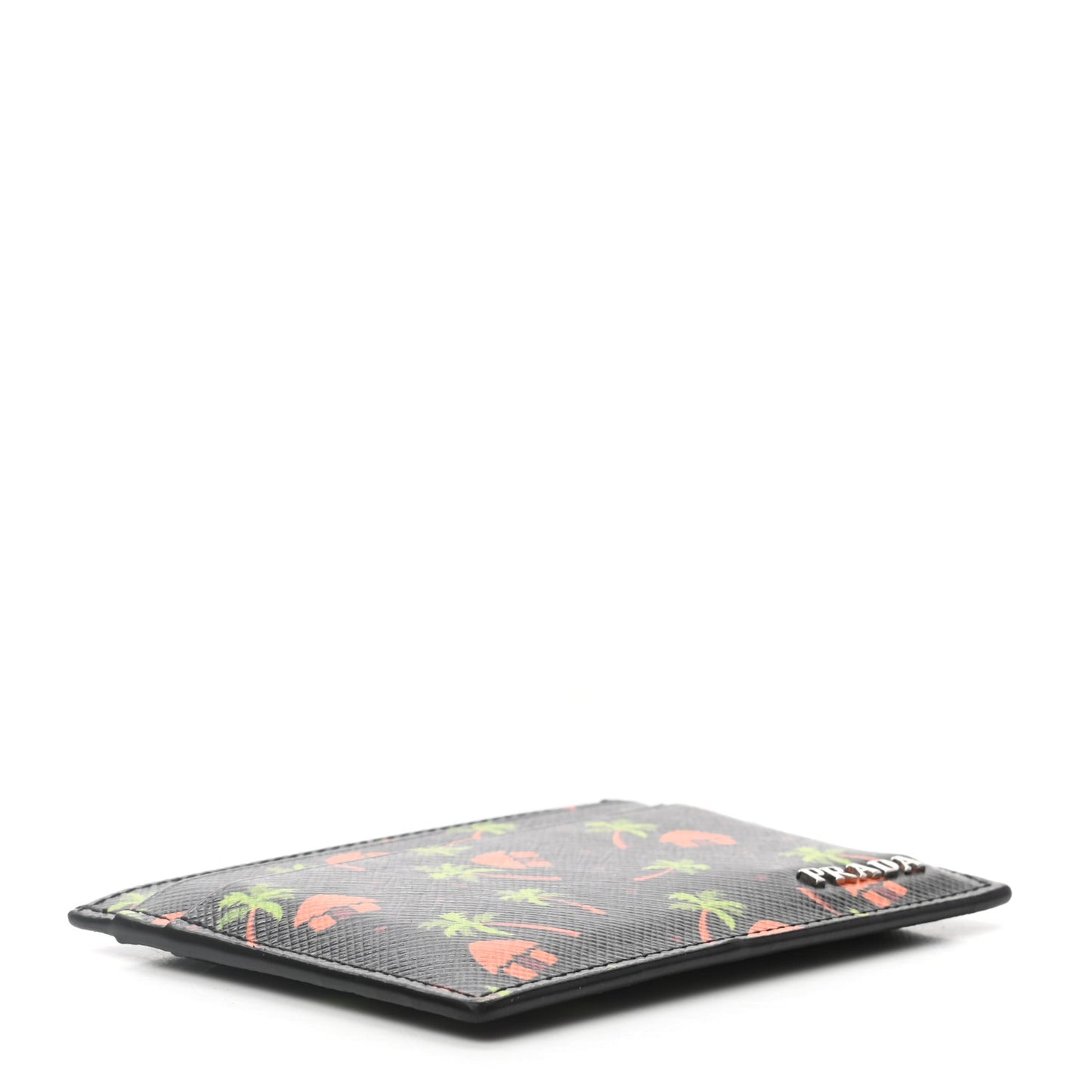Saffiano Palm Tree Print Card Holder Black