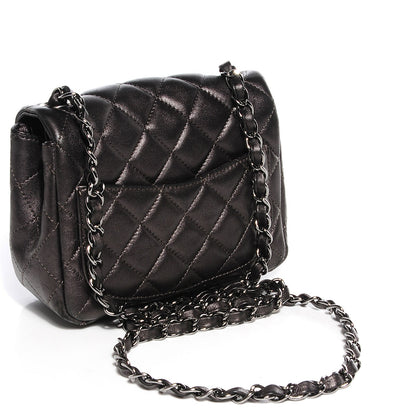 Chanel Lambskin Quilted Mini Square Flap Metallic Dark Grey 3 of 9