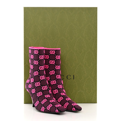 Gucci Technical Jersey Knit GG Monogram Square G 75mm Ankle Boots 36 Black Neon Fucsia 8 of 8