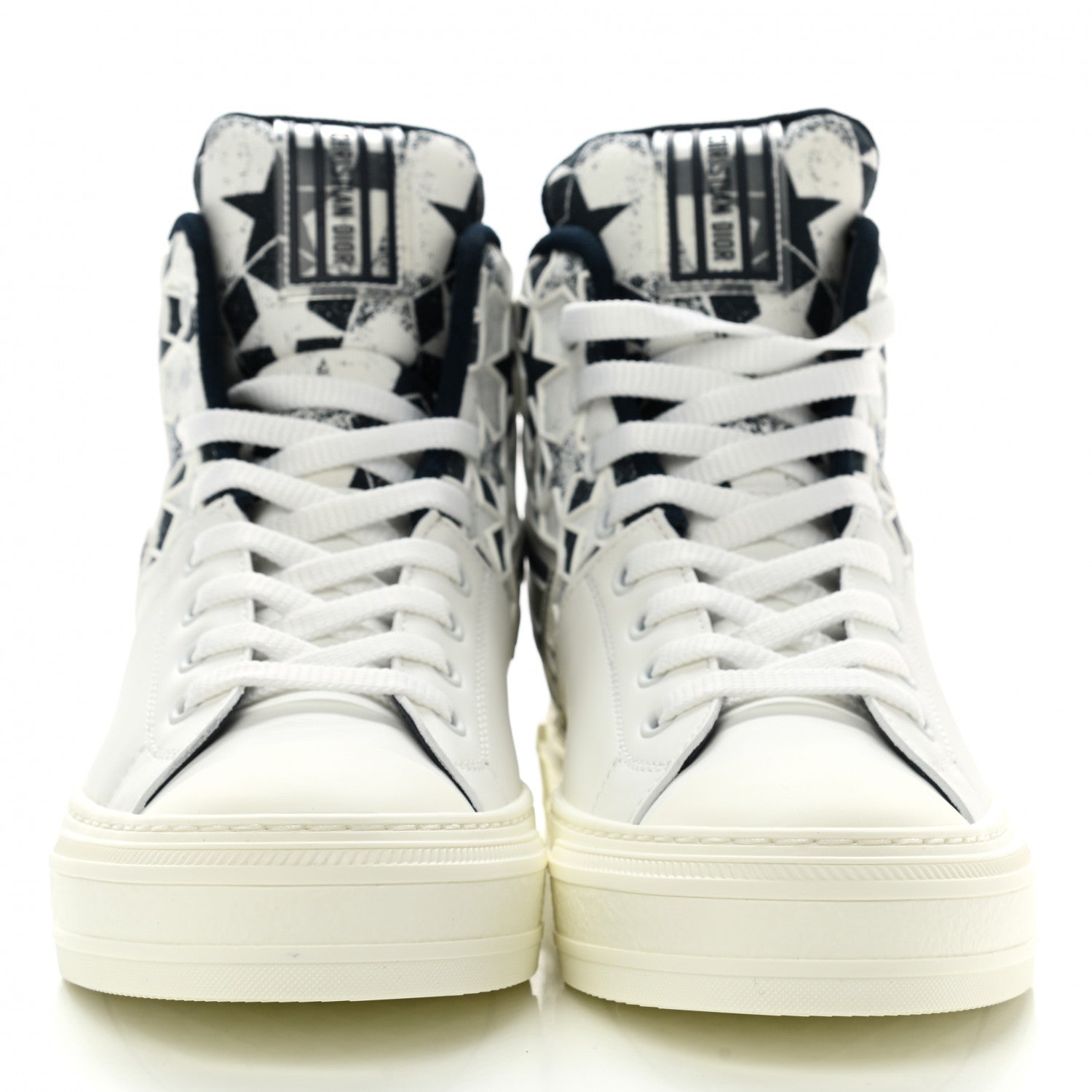 Christian Dior Canvas Embroidered Womens Walk'n' Dior Star High Top Sneakers 39 White Navy 2 of 9