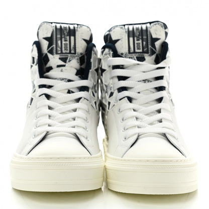 Christian Dior Canvas Embroidered Womens Walk'n' Dior Star High Top Sneakers 39 White Navy 2 of 9