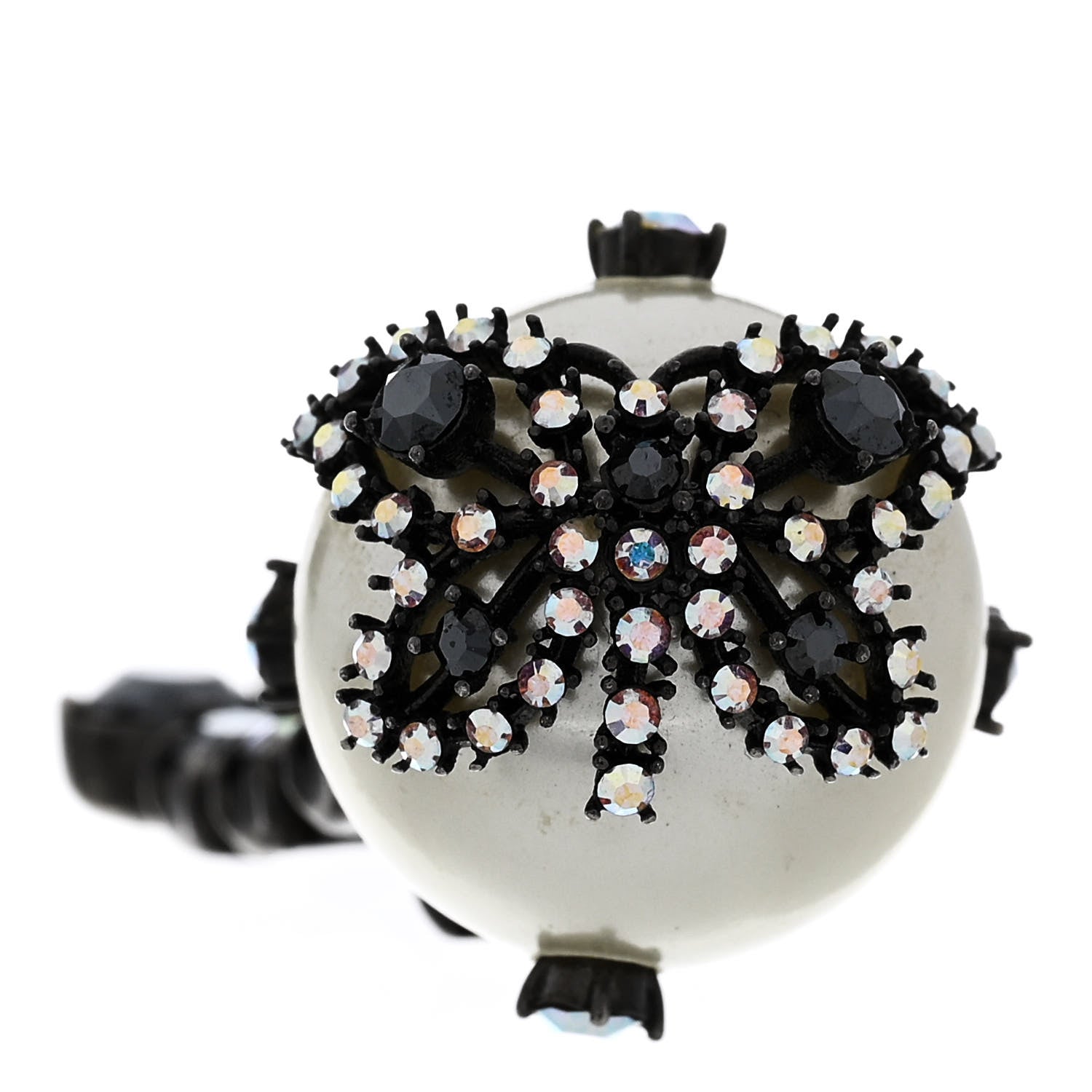 Christian Dior Pearl Crystal Tribales Butterfly Star Dangle Earrings Ruthenium Multicolor 5 of 6