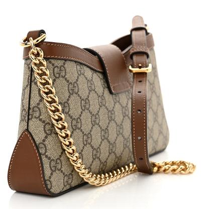 Gucci GG Supreme Monogram Calfskin Small Padlock Chain Shoulder Bag Beige Ebony Brown Sugar 3 of 11