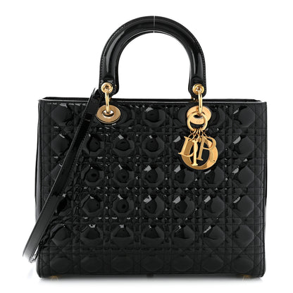 Christian Dior Patent Cannage Large Lady Dior Black 1 of 10