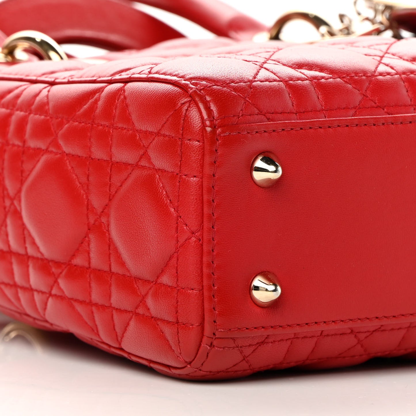 Lambskin Cannage Small Lucky Badges My Lady Dior Red