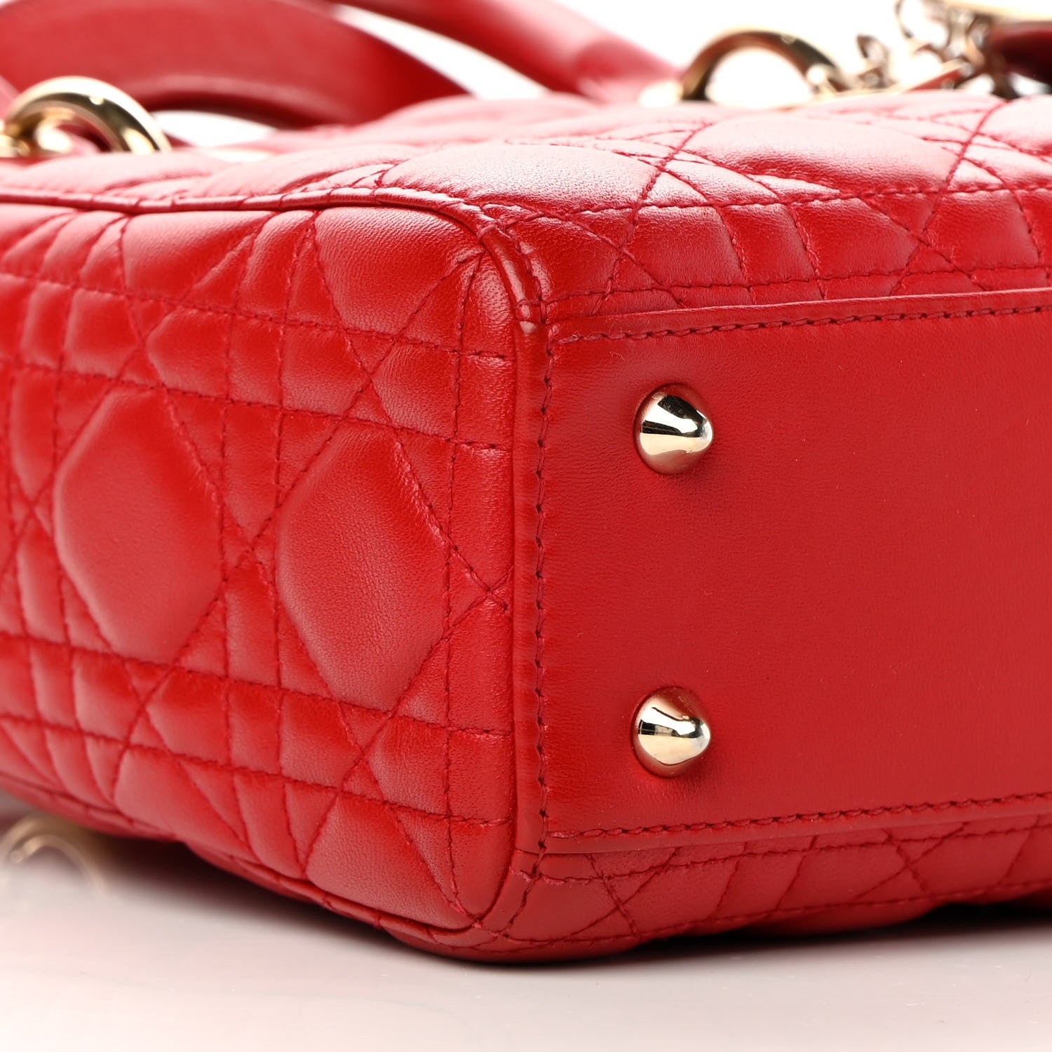 Christian Dior Lambskin Cannage Small Lucky Badges My Lady Dior Red 9 of 16