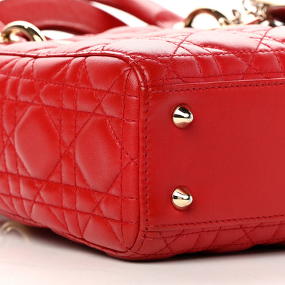 Christian Dior Lambskin Cannage Small Lucky Badges My Lady Dior Red 9 of 16