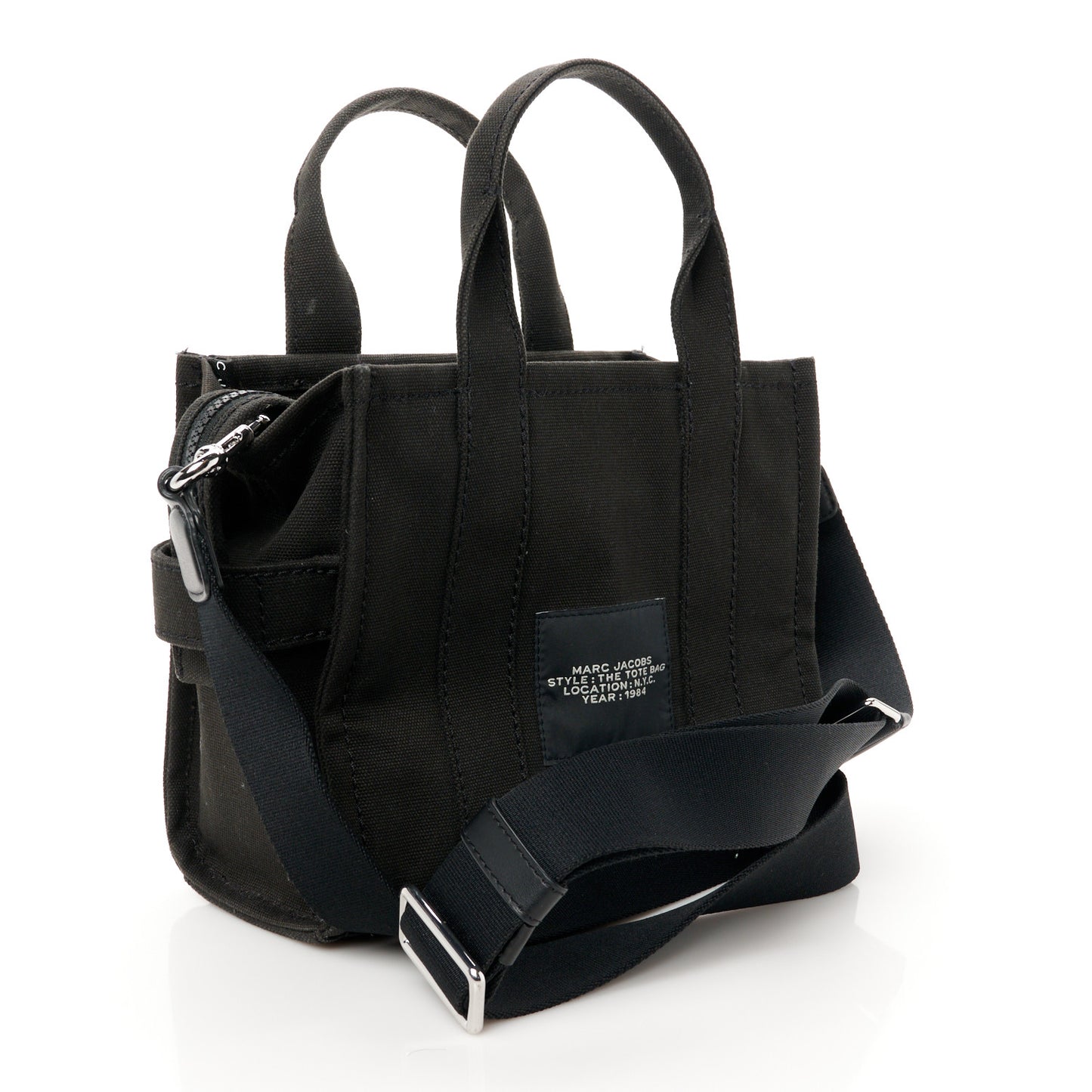 Cotton Canvas Small The Traveler Tote Bag Black