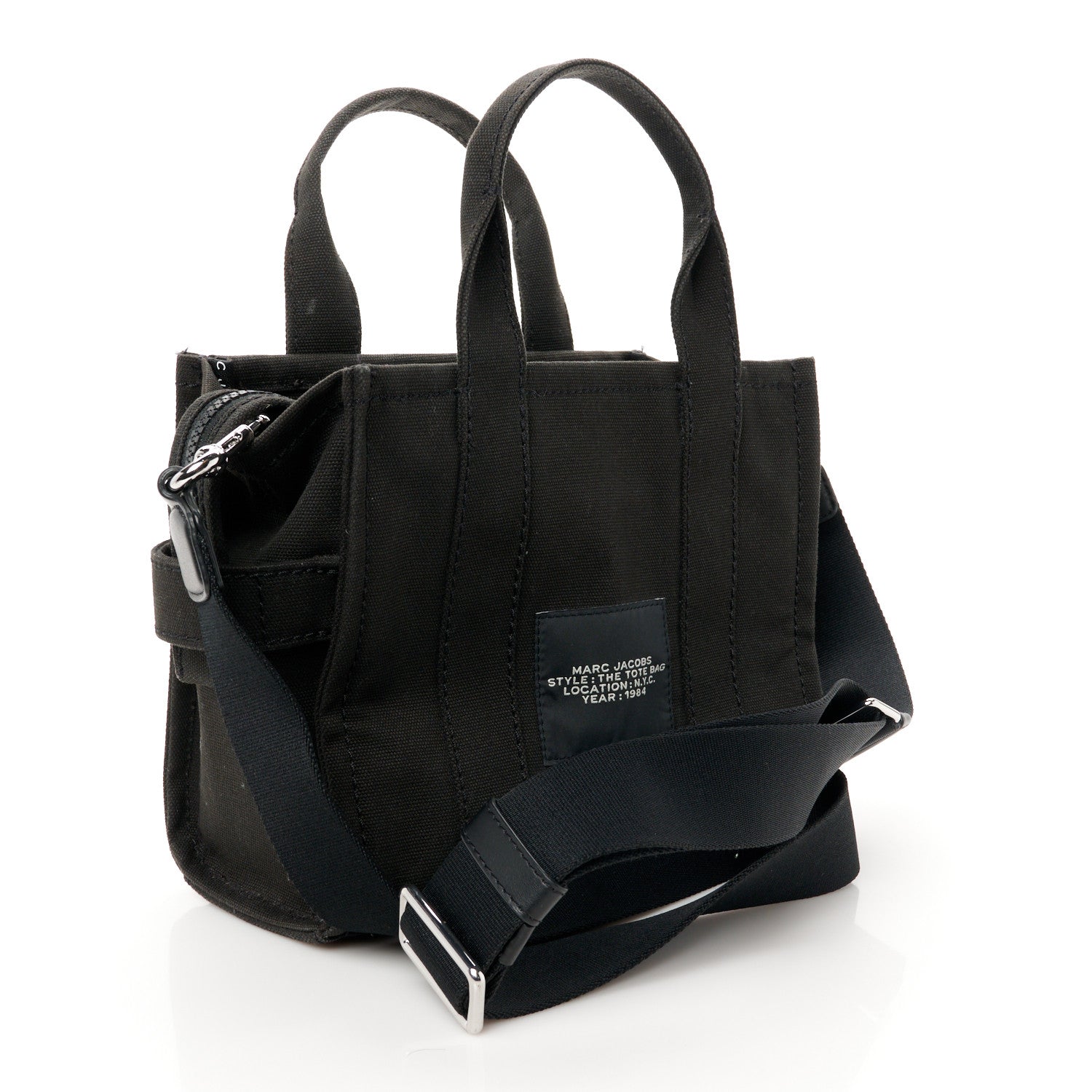 Marc Jacobs Cotton Canvas Small The Traveler Tote Bag Black 3 of 10
