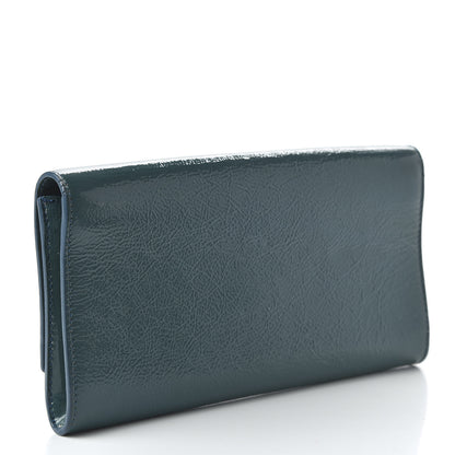Saint Laurent Textured Patent Monogram Small Belle De Jour Clutch Turquoise 3 of 9