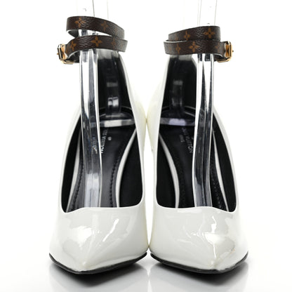 Louis Vuitton Monogram Patent Call Back Pumps 36 White 2 of 12