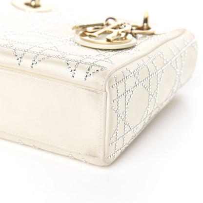 Christian Dior Satin Crystal Cannage Mini Lady Dior White 9 of 10