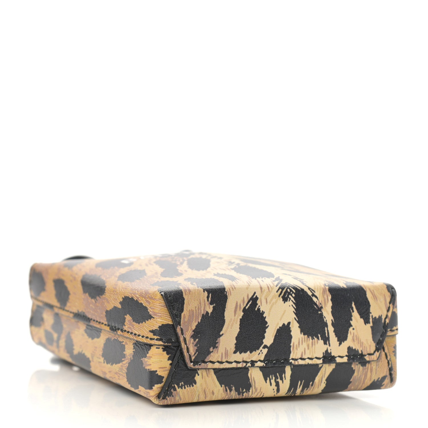 Balenciaga Smooth Calfskin Leopard Print Logo Shopping Phone Holder Bag Beige Black 4 of 10