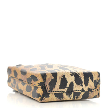 Balenciaga Smooth Calfskin Leopard Print Logo Shopping Phone Holder Bag Beige Black 4 of 10