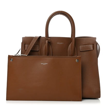 Saint Laurent Grained Calfskin Topstitch Small Classic Sac De Jour Taupe 3 of 14