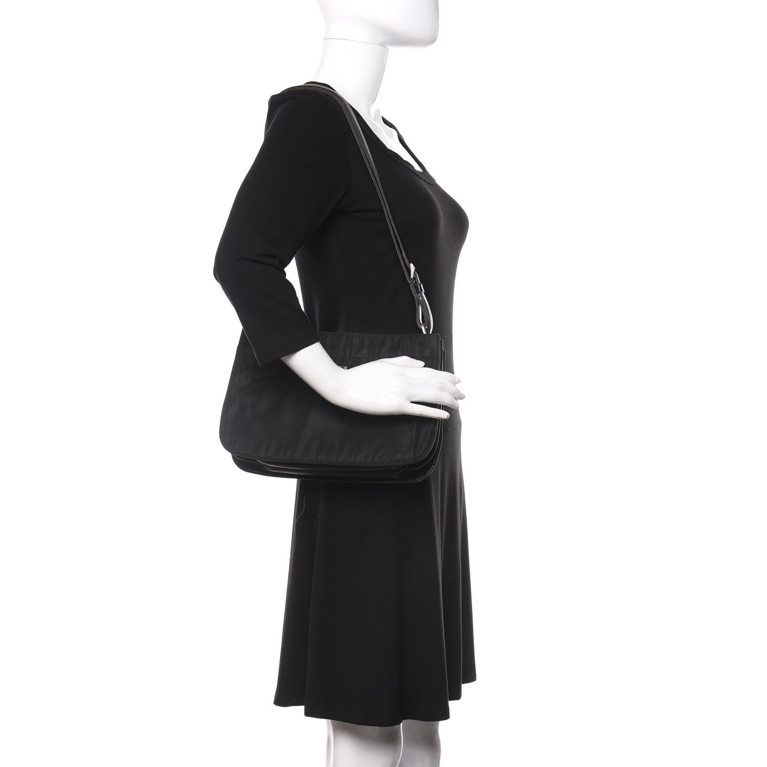 Prada Tessuto Nylon Shoulder Bag Black 2 of 10