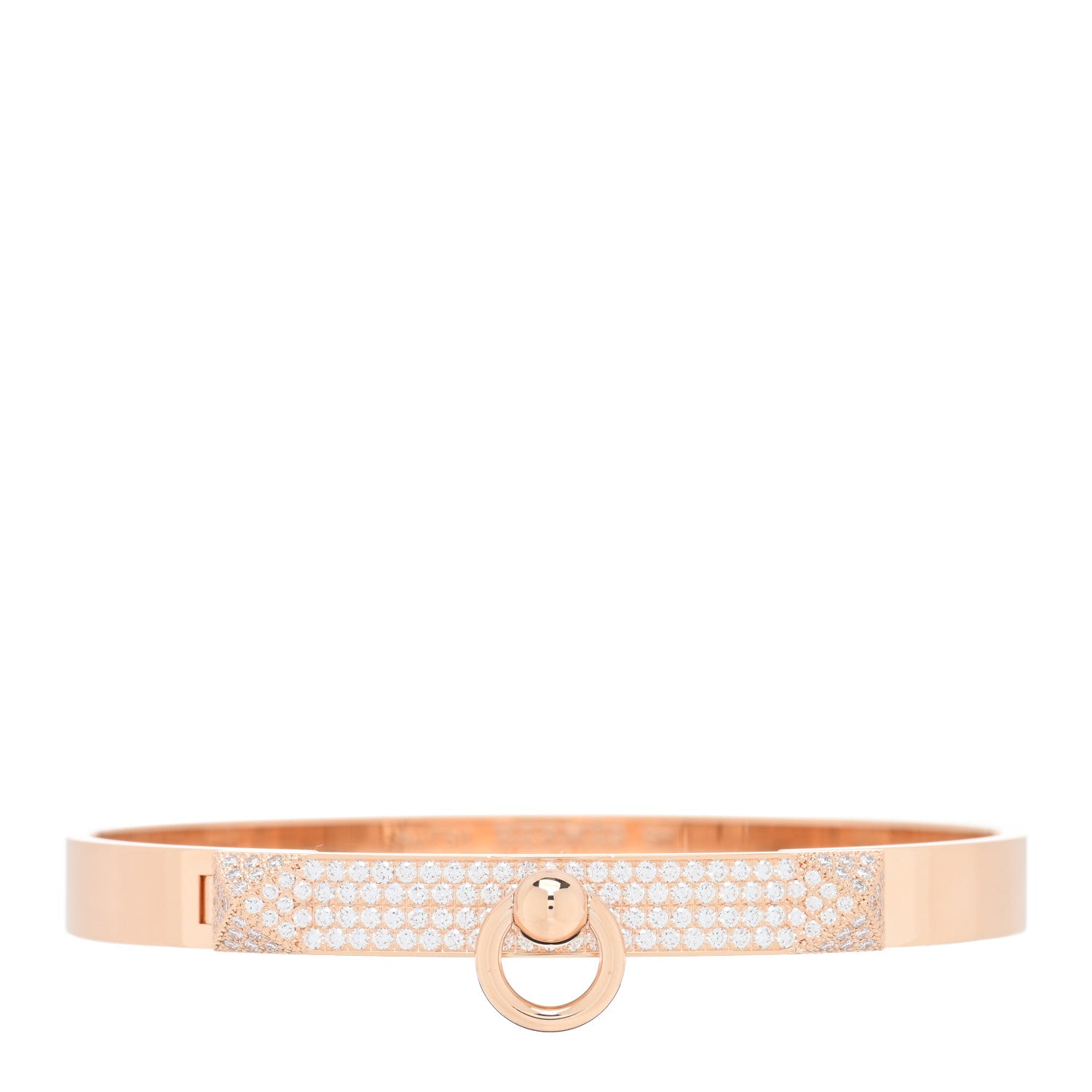 Hermes 18K Rose Gold Diamond PM Collier De Chien Pave Bracelet SH 1 of 4