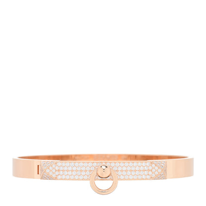 Hermes 18K Rose Gold Diamond PM Collier De Chien Pave Bracelet SH 1 of 4