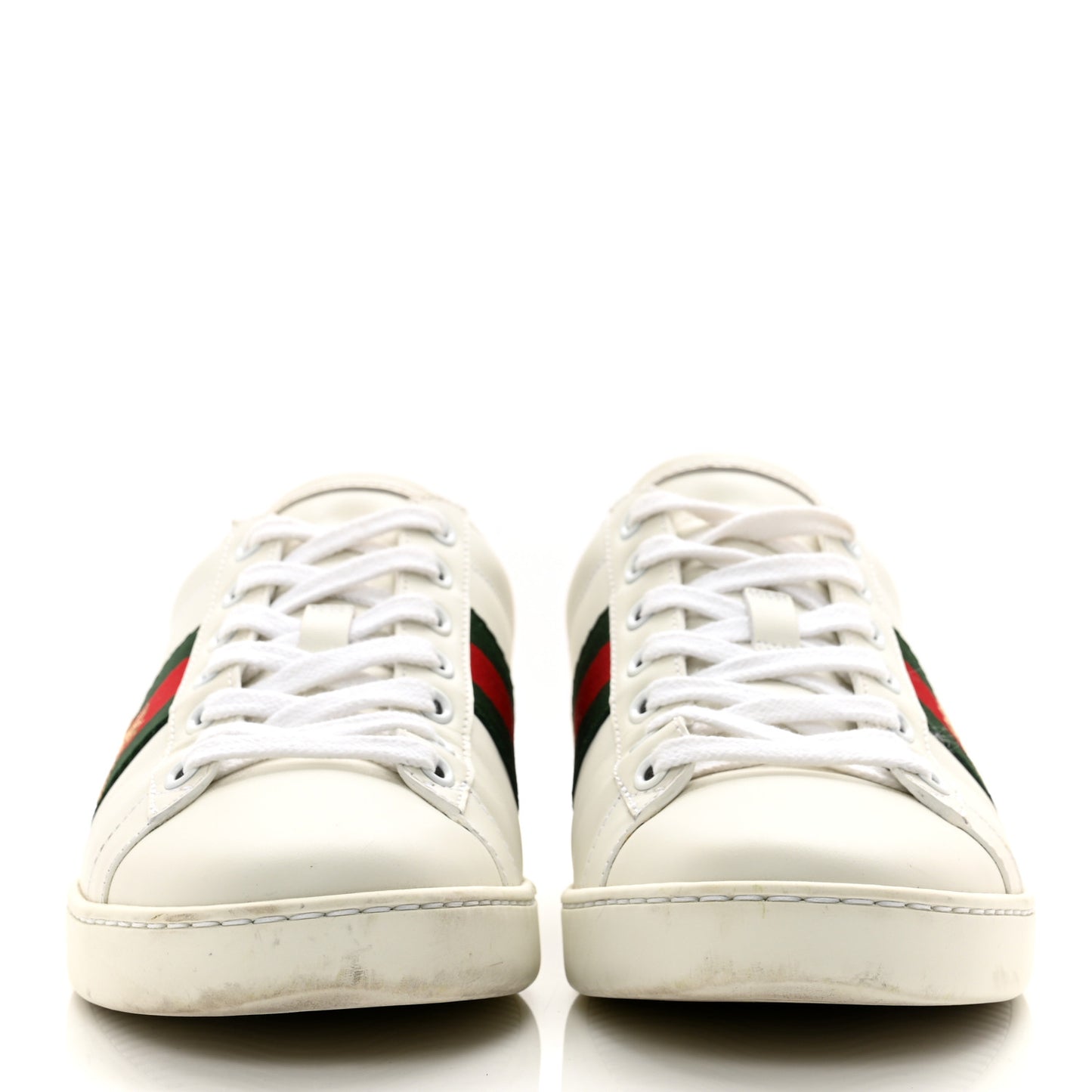 Calfskin Ayers Bee Embroidered Womens Ace Sneakers 37.5 White Green