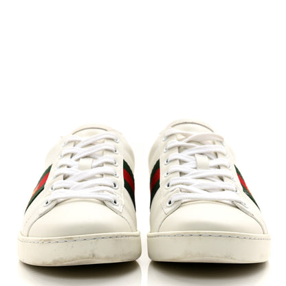 Gucci Calfskin Ayers Bee Embroidered Womens Ace Sneakers 37.5 White Green 2 of 7