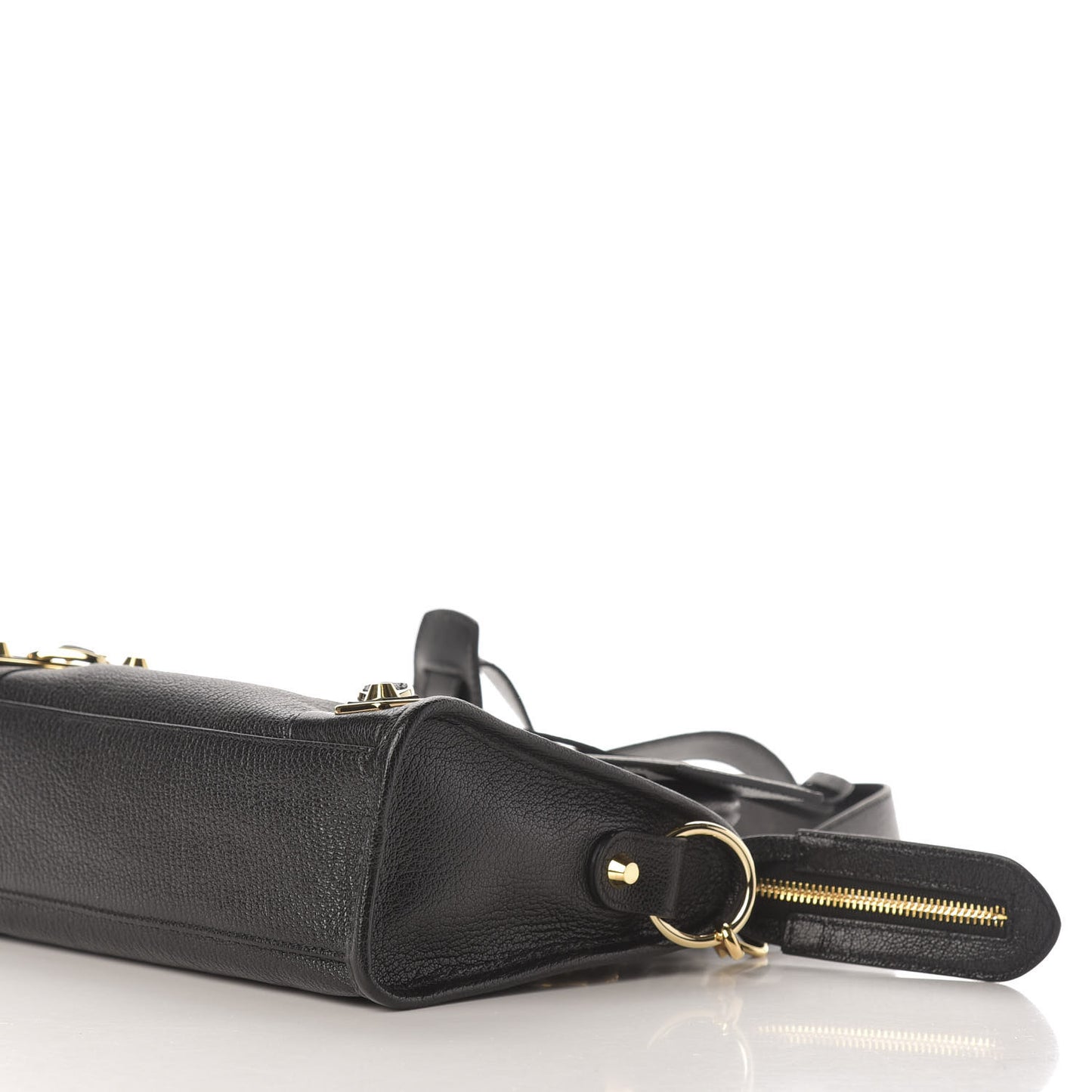 Chevre Gold Metallic Edge Hardware Mini City Black