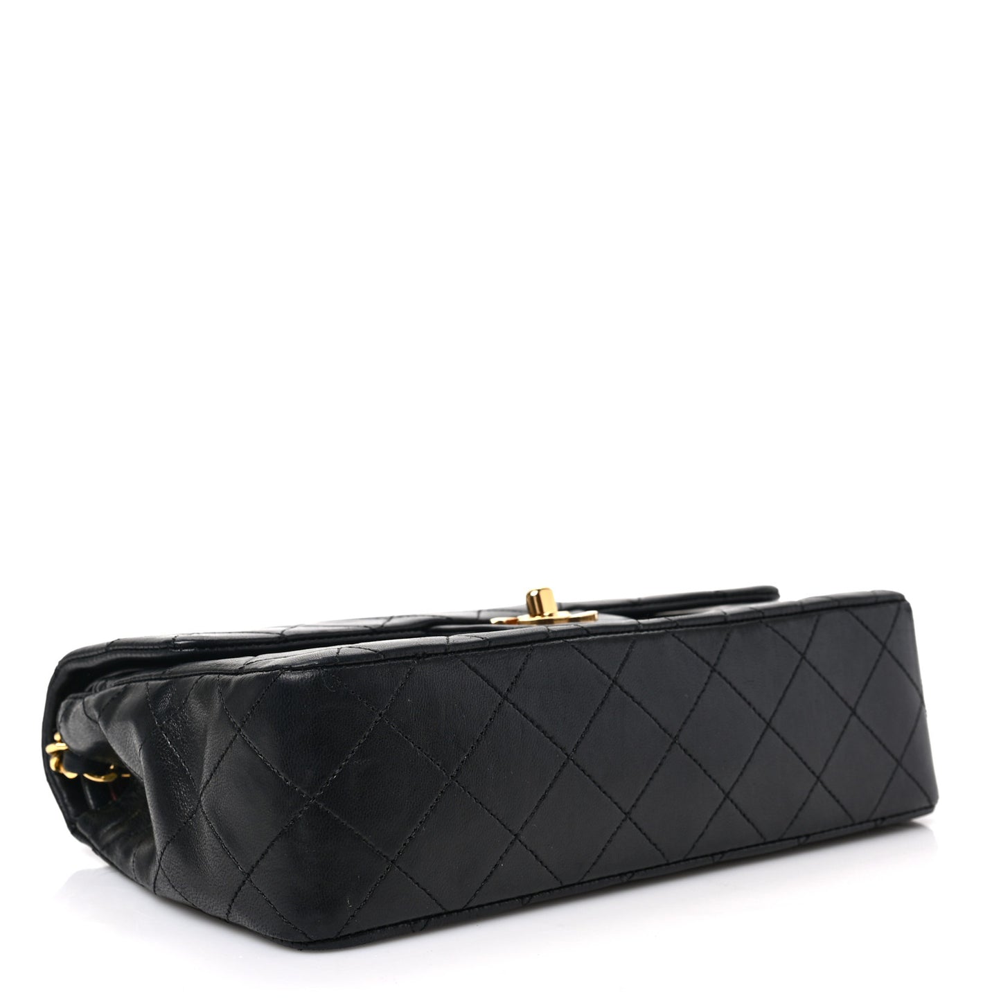 Lambskin Quilted Small Double Flap Black
