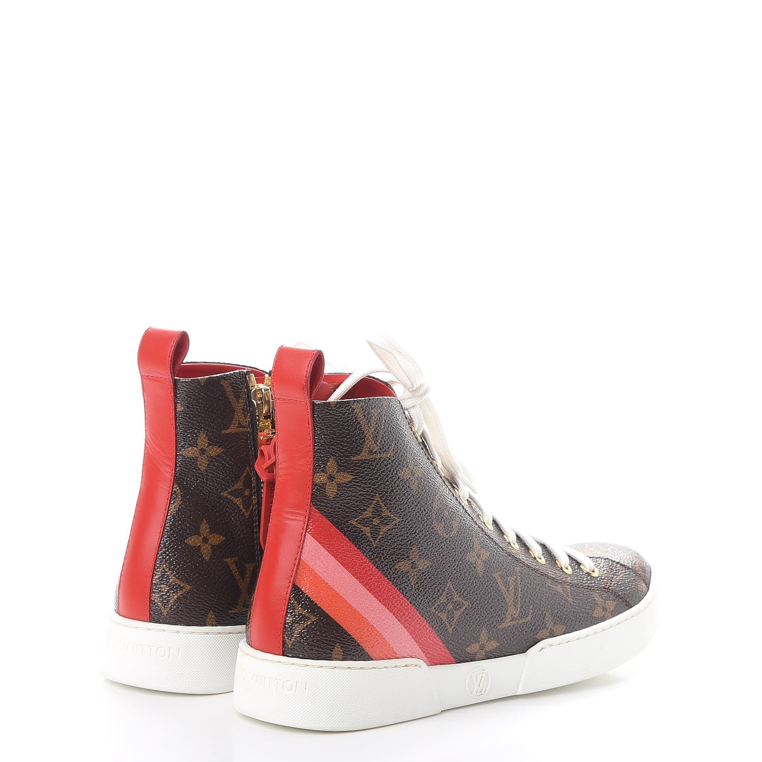 Louis Vuitton Calfskin Patent Monogram Stellar Sneaker Boots 35 Rouge 4 of 9
