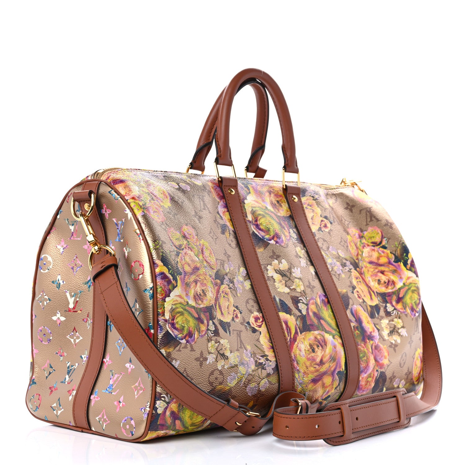 Louis Vuitton Metallic Monogram LV Garden Keepall Bandouliere 45 Gold 2 of 9