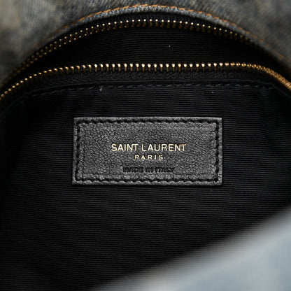 Saint Laurent Denim Quilted Small Loulou Puffer Monogram Chain Satchel Blue Cinnamon 6 of 10