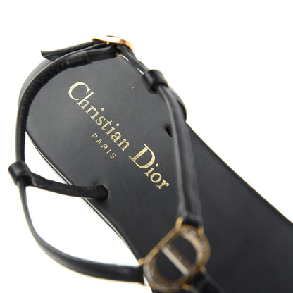 Christian Dior Lambskin Signature T-Strap Sandals 36 Black 8 of 10