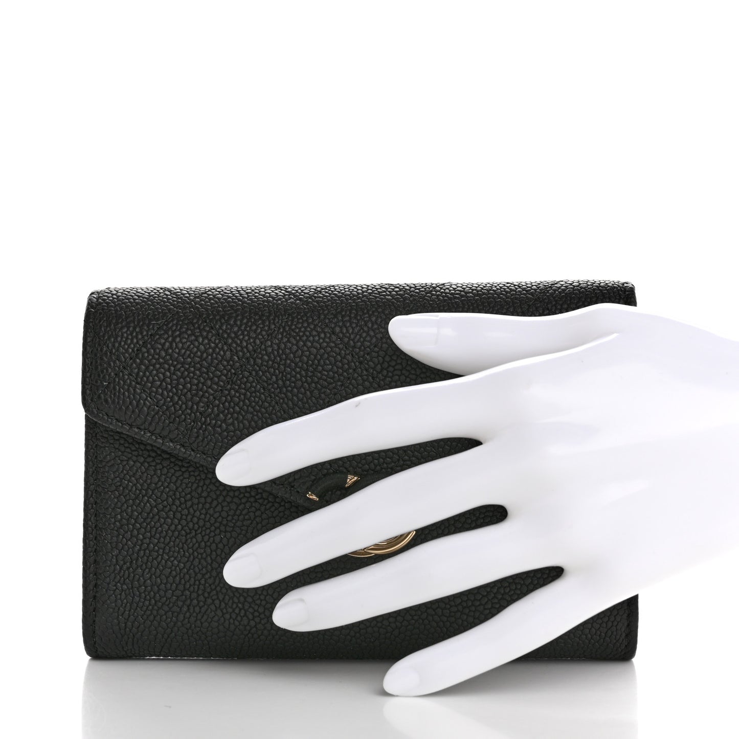 Caviar Quilted Medium CC Box Flap Wallet Black