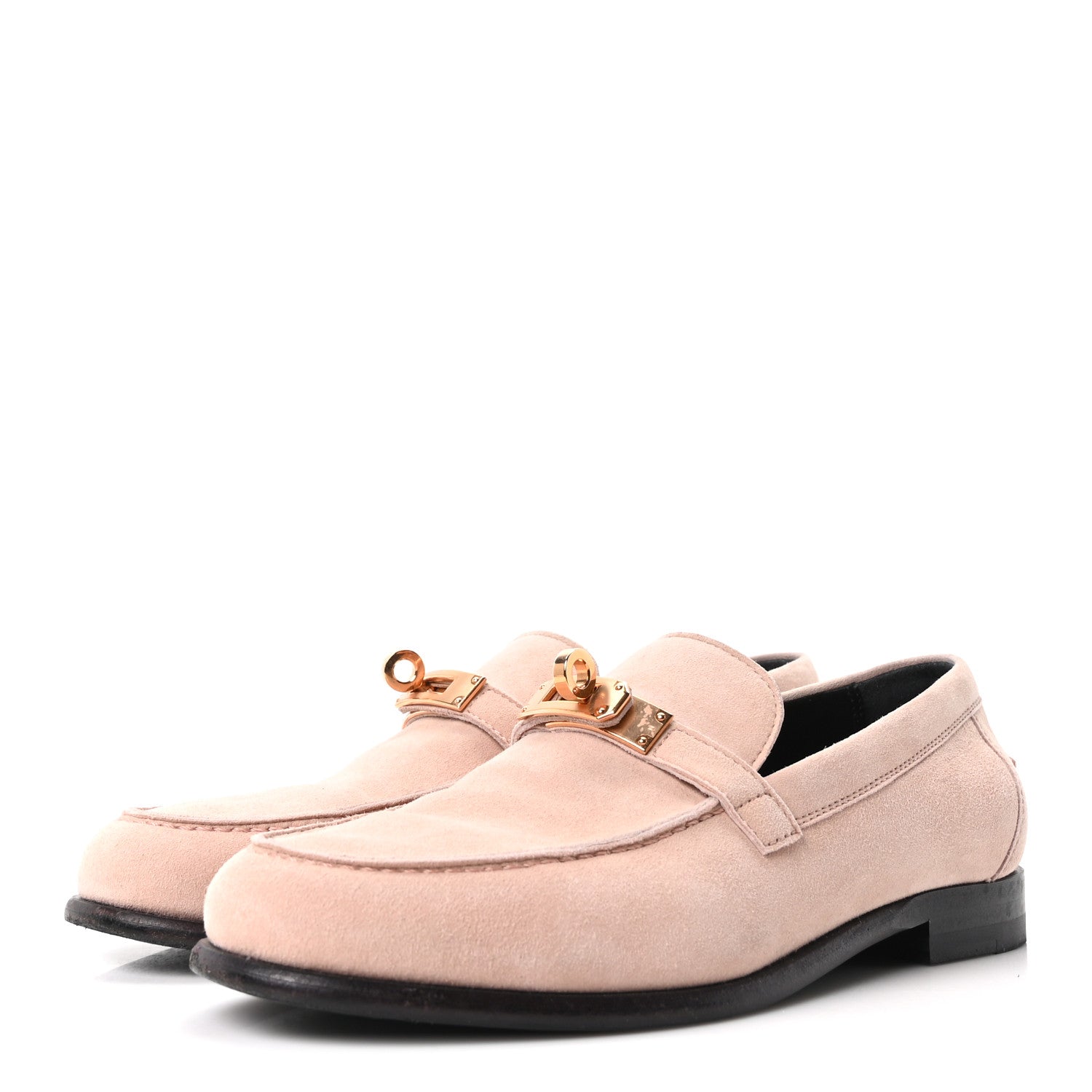 Hermes Suede Goatskin Womens Destin Loafer 35.5 Rose Opaline 4 of 10